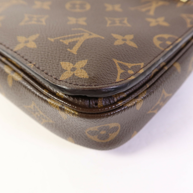 LOUIS VUITTON Monogram Patches Pochette Metis金扣手挽肩背兩用袋棕色-14