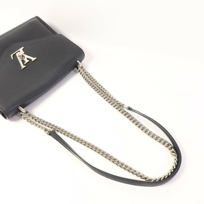 LOUIS VUITTON 牛皮皮革Mylockme銀扣鏈帶肩背袋-5
