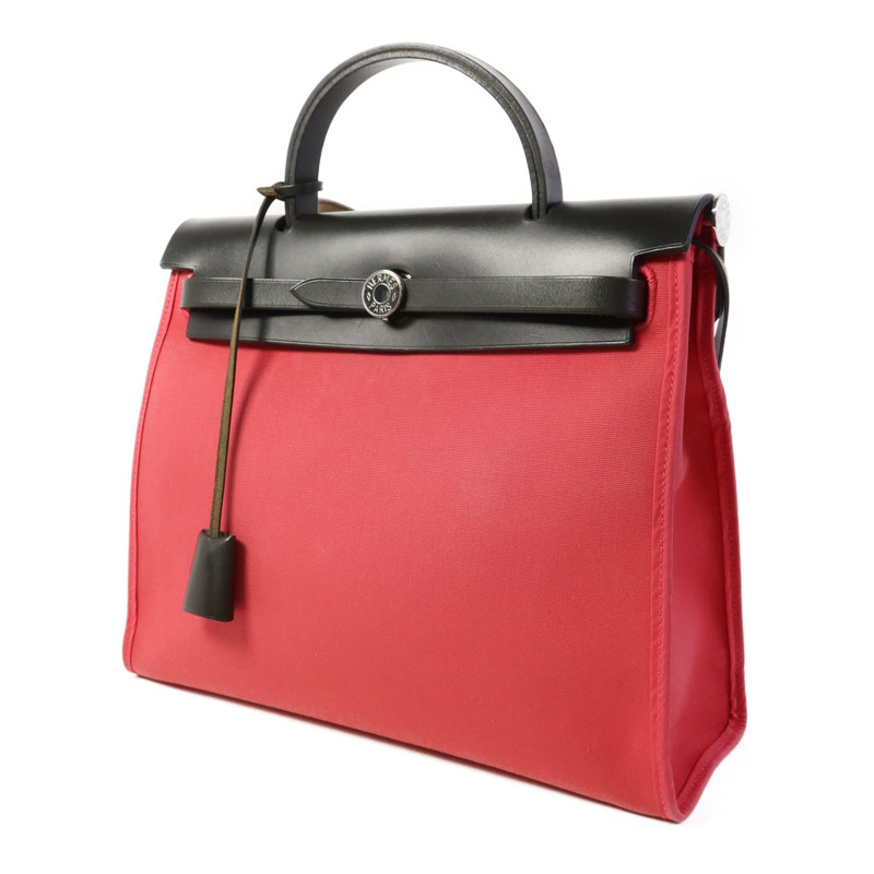 HERMES 帆布Herbag Zip 31銀扣手挽肩背兩用袋-2