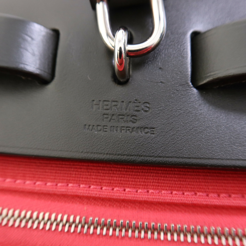HERMES 帆布Herbag Zip 31銀扣手挽肩背兩用袋-5