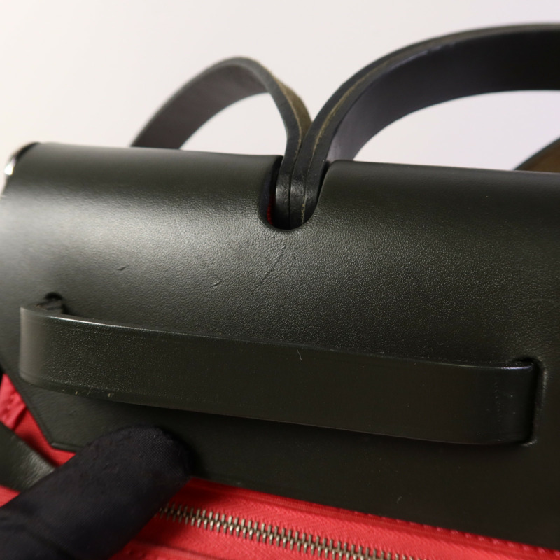 HERMES 帆布Herbag Zip 31銀扣手挽肩背兩用袋-17