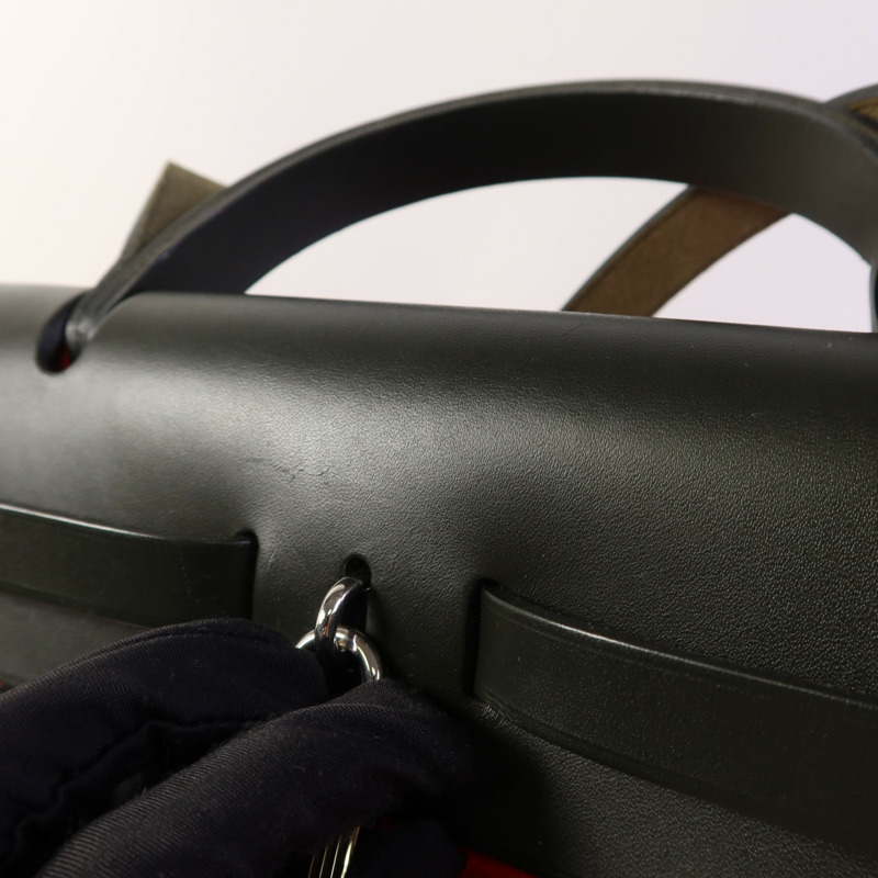 HERMES 帆布Herbag Zip 31銀扣手挽肩背兩用袋-18