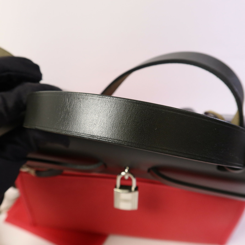 HERMES 帆布Herbag Zip 31銀扣手挽肩背兩用袋-19