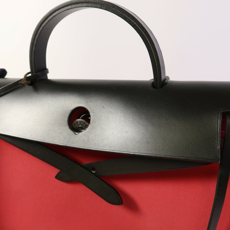 HERMES 帆布Herbag Zip 31銀扣手挽肩背兩用袋-20