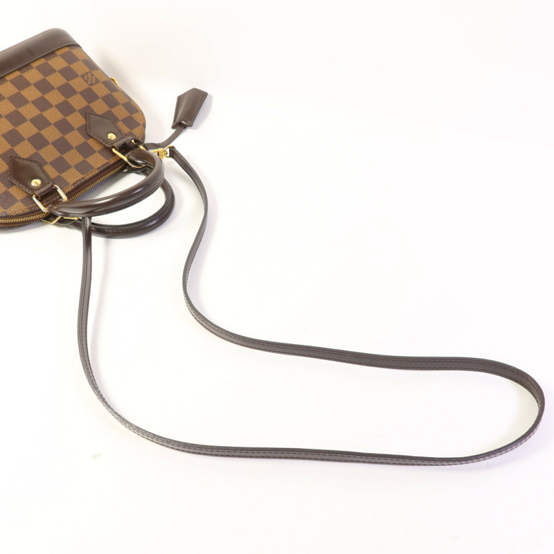 LOUIS VUITTON Damier Alma BB金扣手挽肩背兩用袋棕色-4