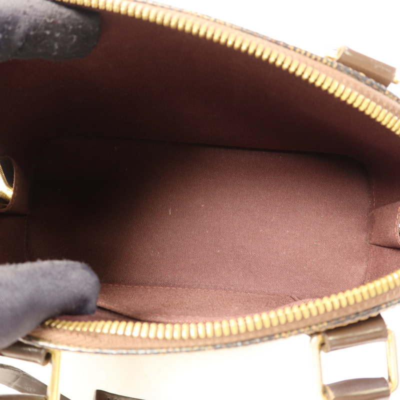 LOUIS VUITTON Damier Alma BB金扣手挽肩背兩用袋棕色-5