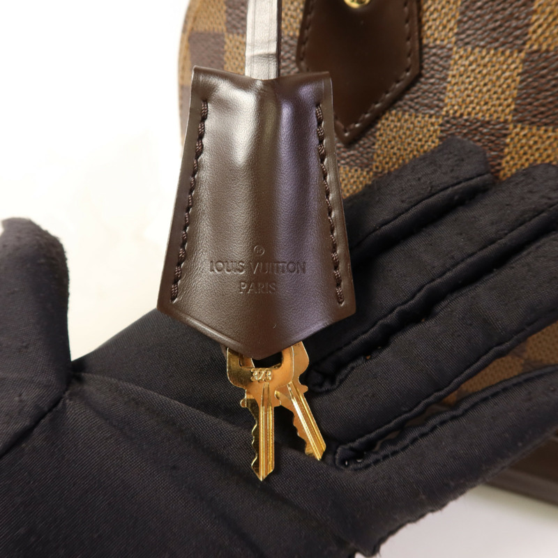 LOUIS VUITTON Damier Alma BB金扣手挽肩背兩用袋棕色-13