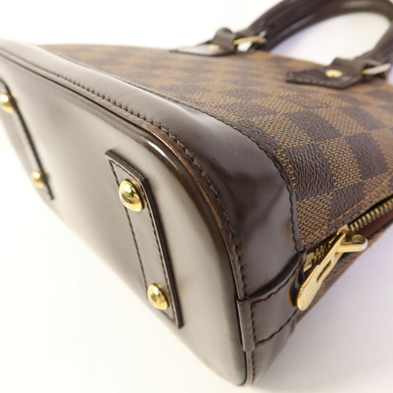 LOUIS VUITTON Damier Alma BB金扣手挽肩背兩用袋棕色-14