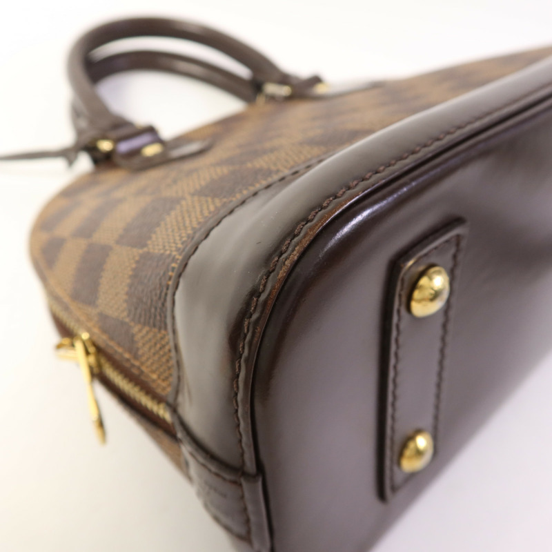 LOUIS VUITTON Damier Alma BB金扣手挽肩背兩用袋棕色-15