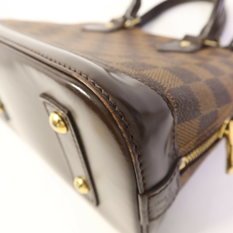 LOUIS VUITTON Damier Alma BB金扣手挽肩背兩用袋棕色-16