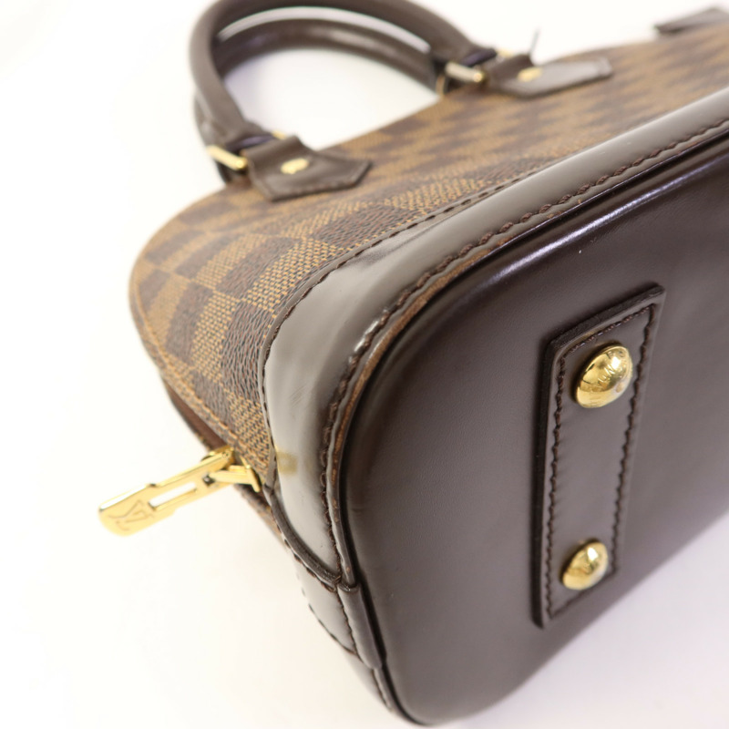 LOUIS VUITTON Damier Alma BB金扣手挽肩背兩用袋棕色-17