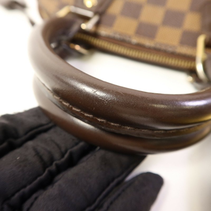 LOUIS VUITTON Damier Alma BB金扣手挽肩背兩用袋棕色-19