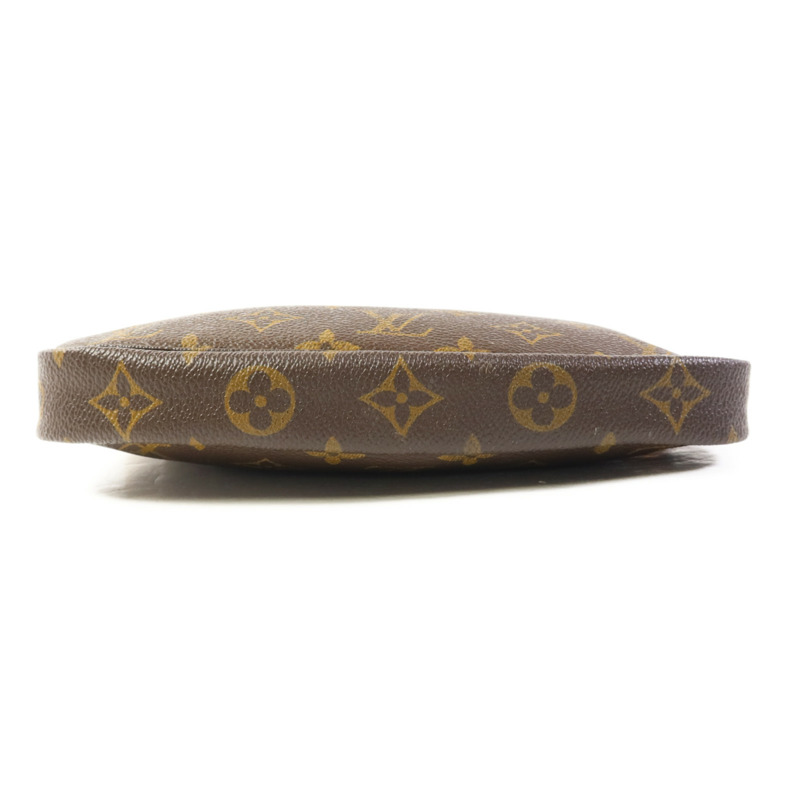 LOUIS VUITTON Monogram Pochette Accessoires金扣手挽袋棕色-3