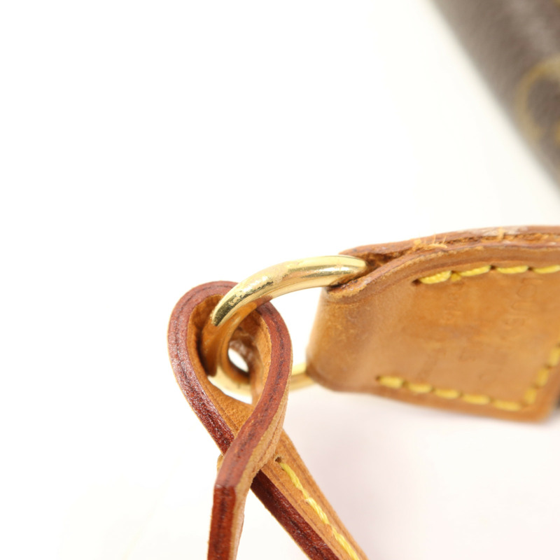 LOUIS VUITTON Monogram Pochette Accessoires金扣手挽袋棕色-9