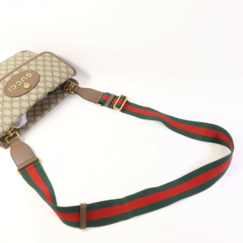 GUCCI 塗層帆布GG Messenger Bag金扣肩背袋-4