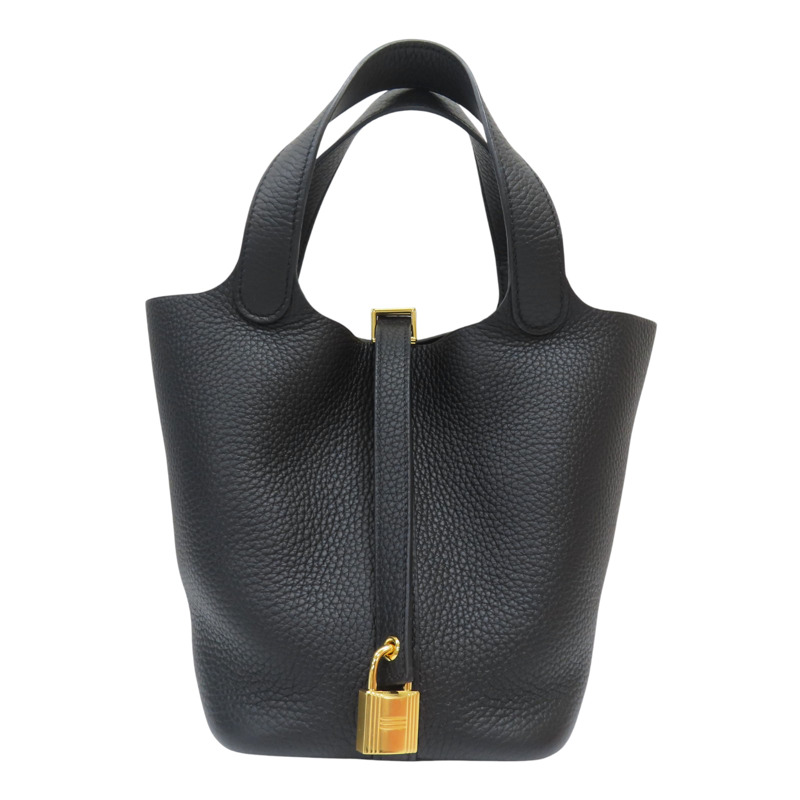 黑色 Taurillon牛皮 Picotin Lock 18 手提包 B刻 金扣【HERMES 愛馬仕】-0