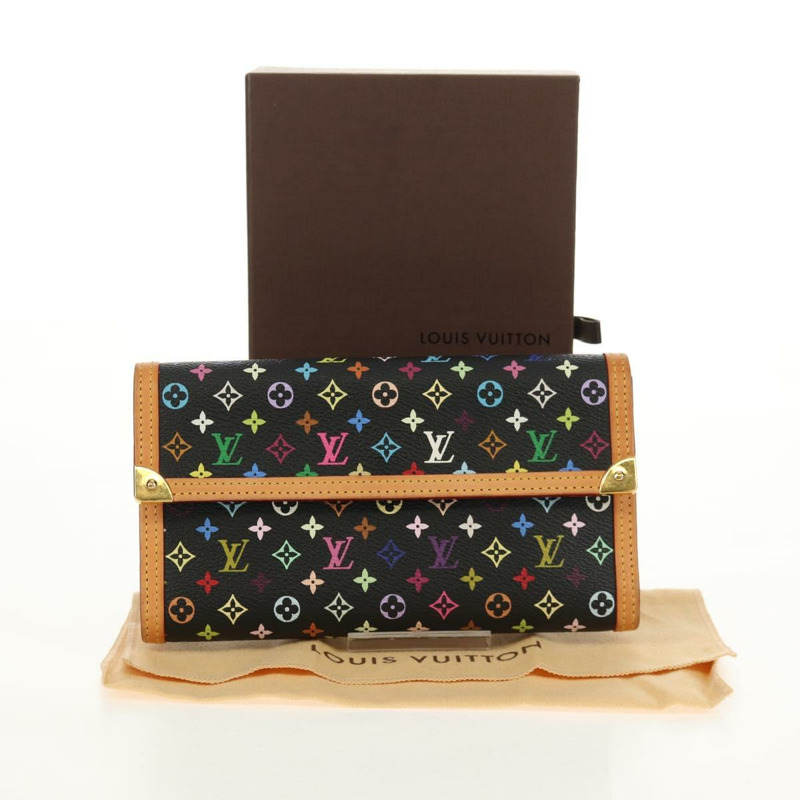 【日本直送】路易威登 Monogram Multicolor Porte Tresor 皮夾 黑色 M92658 正品 150783V-11