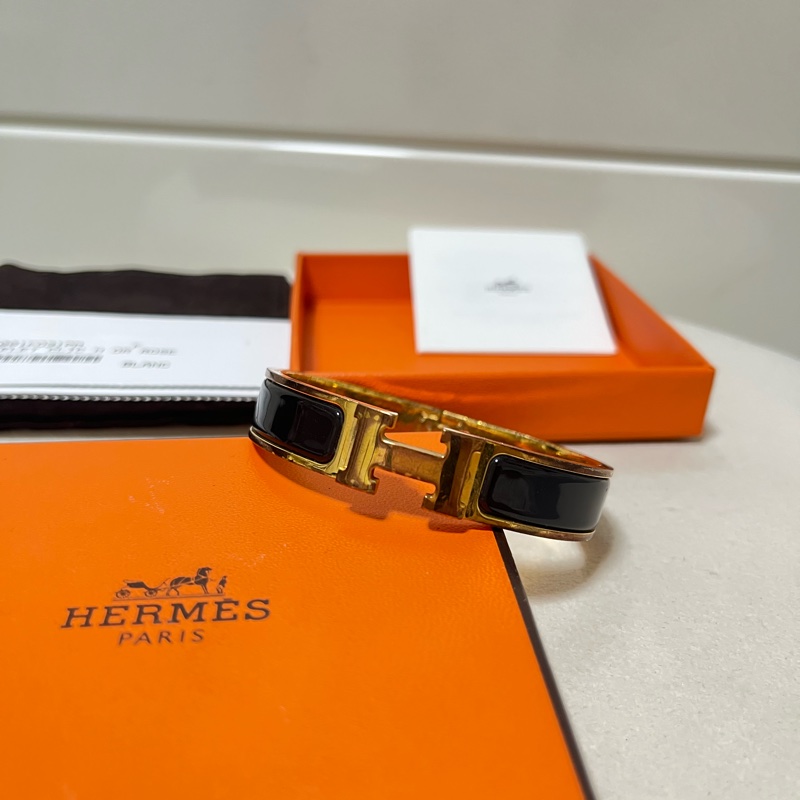 愛馬仕Hermes Clic H 玫瑰金 黑色 手環-2