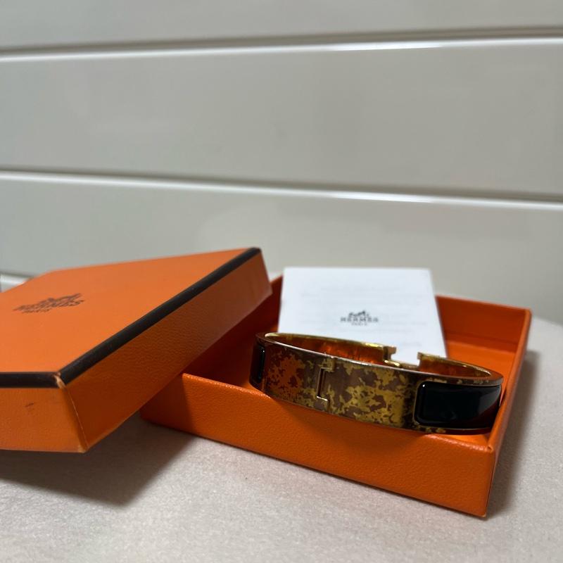 愛馬仕Hermes Clic H 玫瑰金 黑色 手環-4