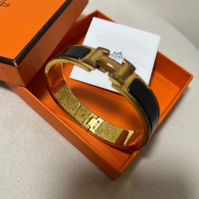 愛馬仕Hermes Clic H 玫瑰金 黑色 手環-6