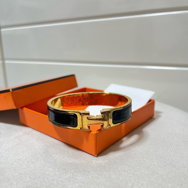 愛馬仕Hermes Clic H 玫瑰金 黑色 手環-13