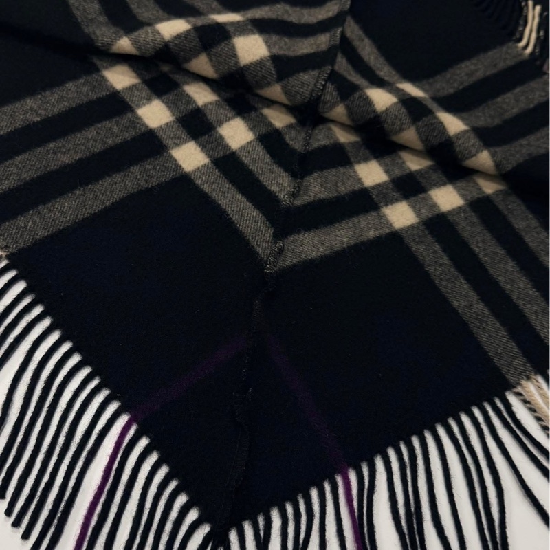 Burberry 倫敦 流蘇格紋羊毛斗篷-7