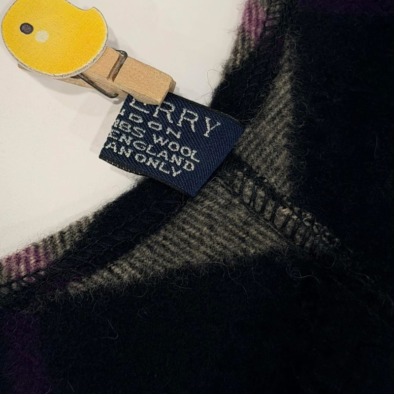 Burberry 倫敦 流蘇格紋羊毛斗篷-9