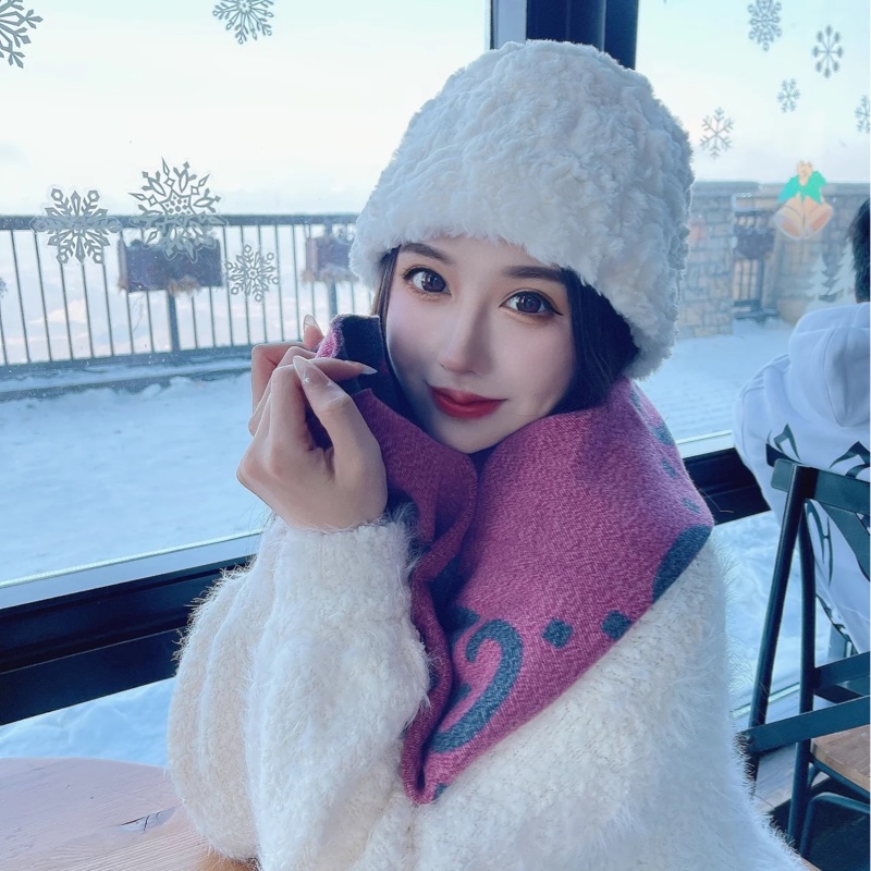 ෆ Gucci灰粉色雙面圍巾-1