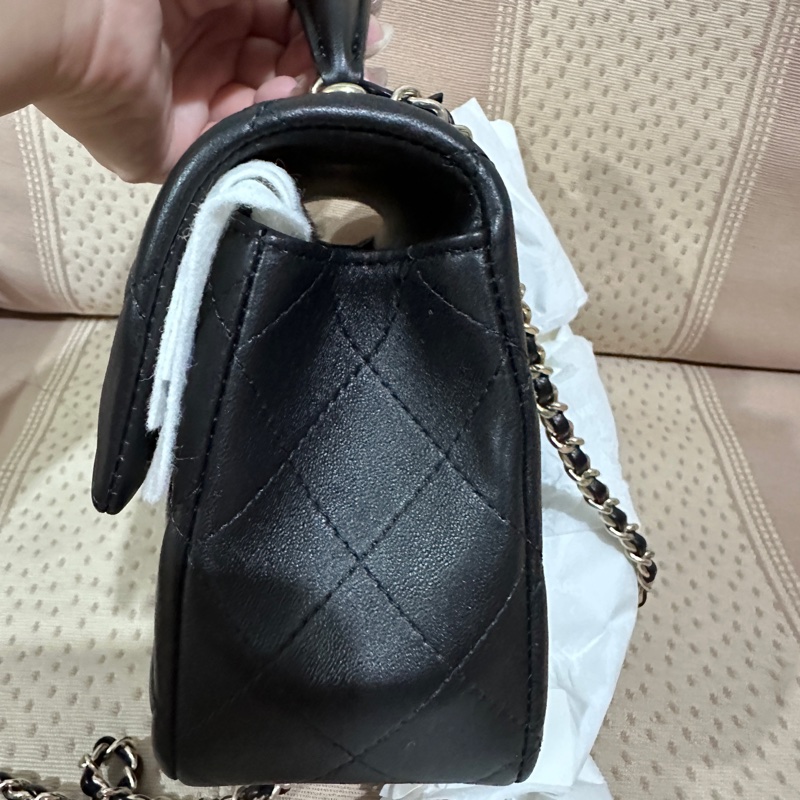 CHANEL COCO HANDLE CF 20 黑銀羊皮 迷你頂級手柄翻蓋包 小羊皮-3