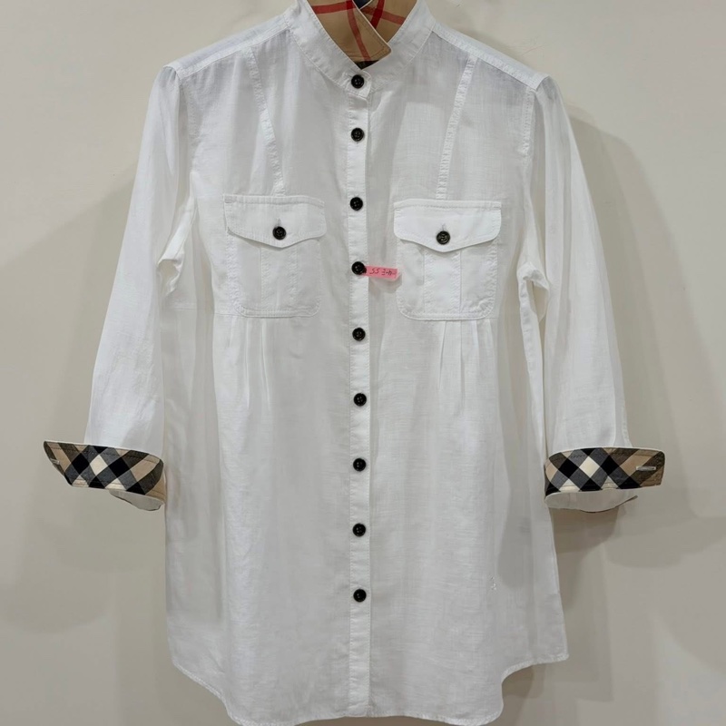 Burberry 倫敦 反褶格紋麻料戰馬襯衫-0