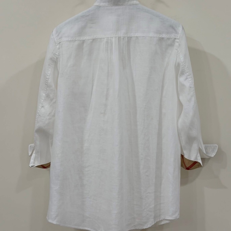 Burberry 倫敦 反褶格紋麻料戰馬襯衫-1