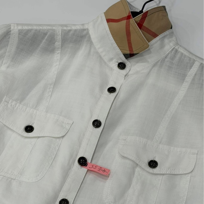 Burberry 倫敦 反褶格紋麻料戰馬襯衫-5