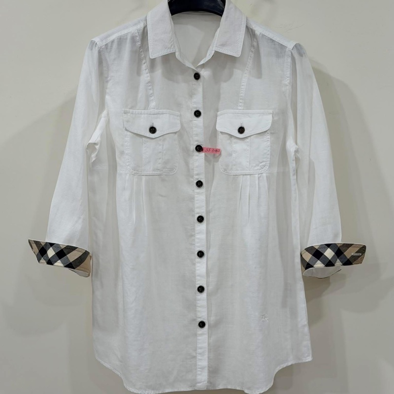 Burberry 倫敦 反褶格紋麻料戰馬襯衫-7