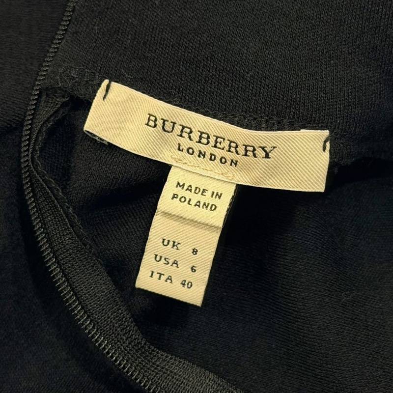Burberry 倫敦 簡約高領肩扣毛料洋裝 黑-5