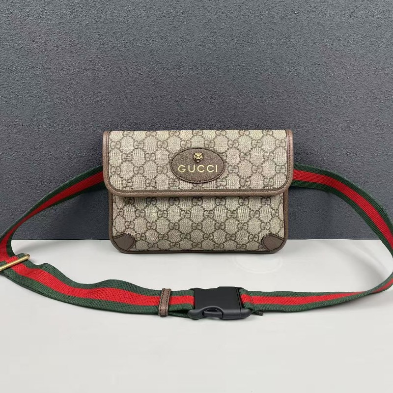 Gucci古馳 經典老花虎頭腰包斜背包-0