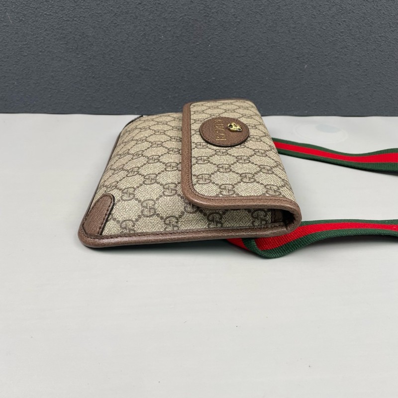 Gucci古馳 經典老花虎頭腰包斜背包-3