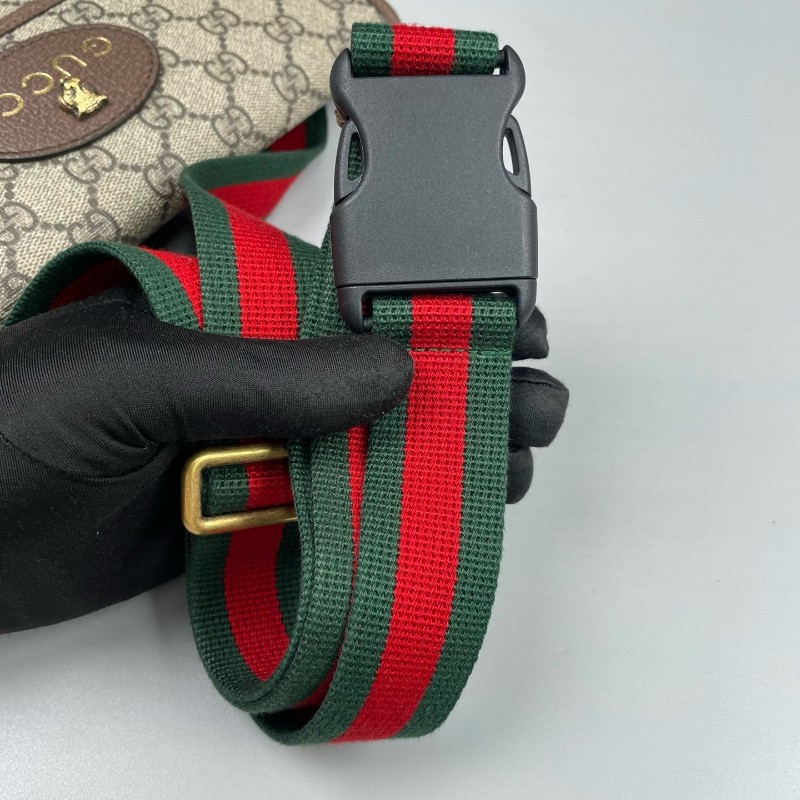 Gucci古馳 經典老花虎頭腰包斜背包-7