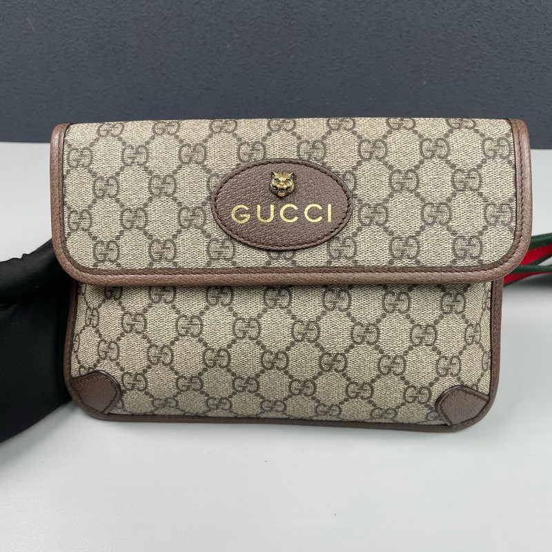 Gucci古馳 經典老花虎頭腰包斜背包-8