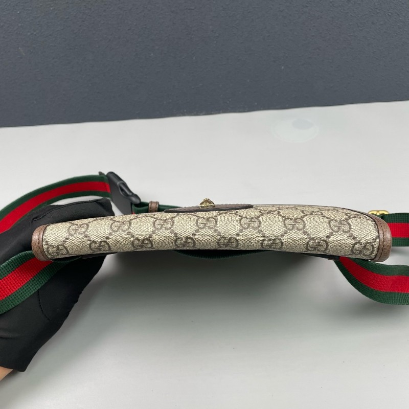 Gucci古馳 經典老花虎頭腰包斜背包-10