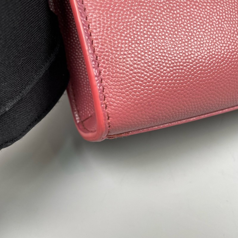 YSL 豆沙色銀扣魚子醬牛皮Kate鏈條包-15