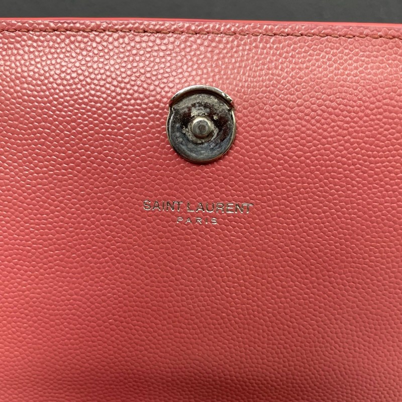 YSL 豆沙色銀扣魚子醬牛皮Kate鏈條包-22