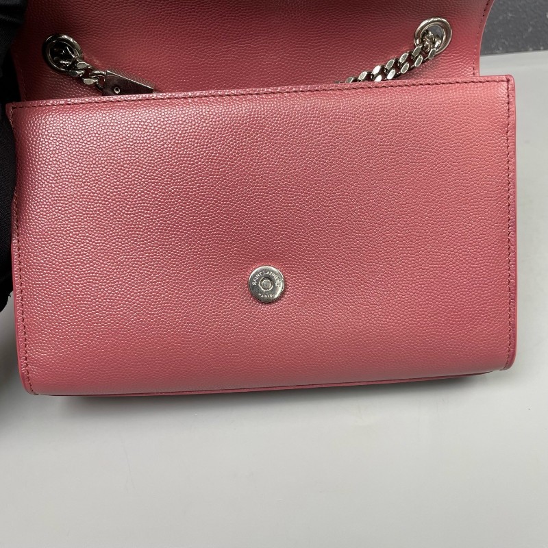 YSL 豆沙色銀扣魚子醬牛皮Kate鏈條包-23