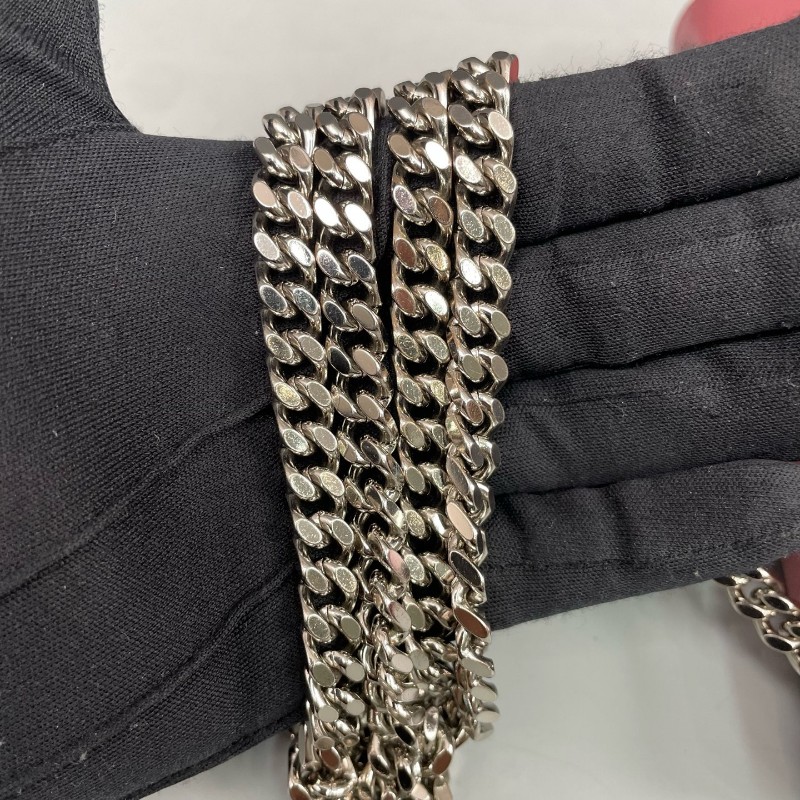 YSL 豆沙色銀扣魚子醬牛皮Kate鏈條包-24