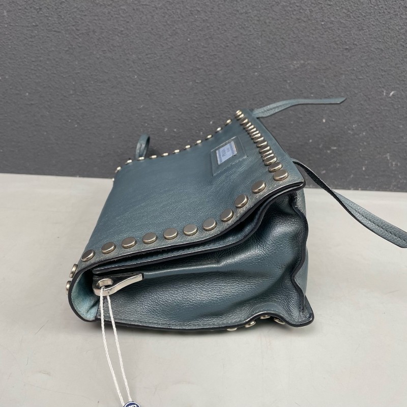 Prada 霧霾藍全皮鉚釘 肩背包斜背包-2