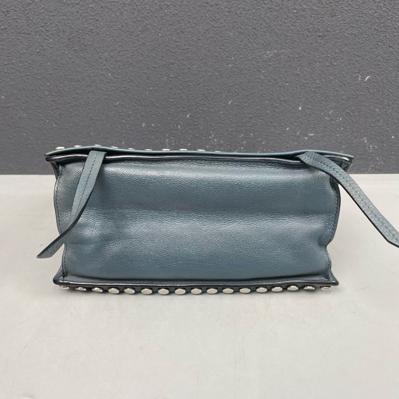 Prada 霧霾藍全皮鉚釘 肩背包斜背包-4