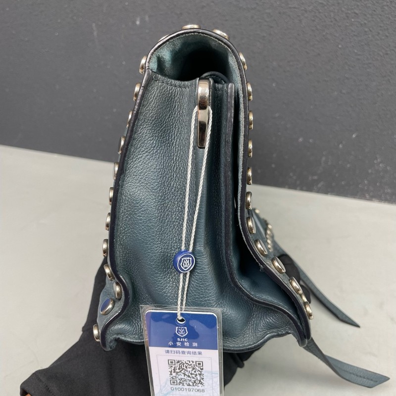 Prada 霧霾藍全皮鉚釘 肩背包斜背包-11