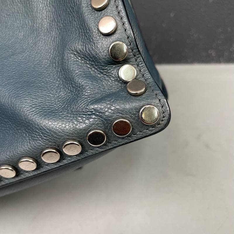 Prada 霧霾藍全皮鉚釘 肩背包斜背包-18