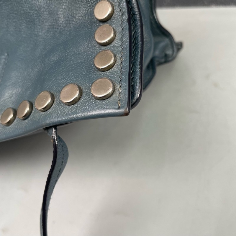 Prada 霧霾藍全皮鉚釘 肩背包斜背包-20