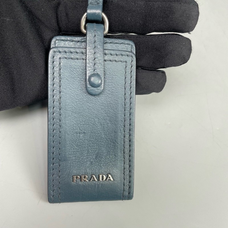 Prada 霧霾藍全皮鉚釘 肩背包斜背包-21