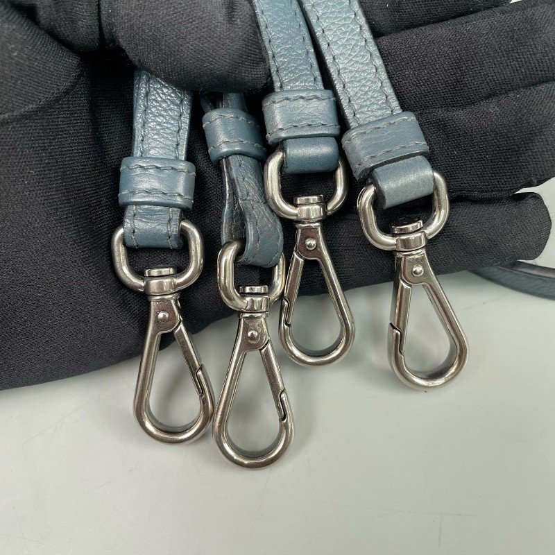 Prada 霧霾藍全皮鉚釘 肩背包斜背包-25